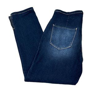 Fashion Nova Jeans Womens 11 Dark Blue Denim Skinny Side Zipper Cropped Capri